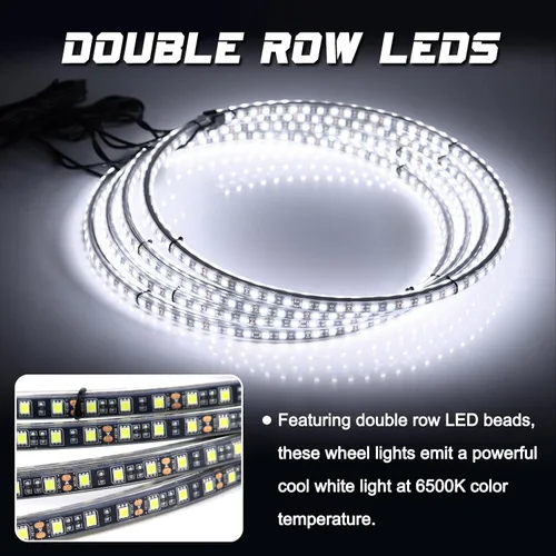 Vista 2 de Luces de Ríncon de 15.5 Pulgadas Blanco Frío, Luz de Rueda para Coches, Luces de Rueda Blancas Puras, 6500k Blanco Frío, Impermeable IP68, Control