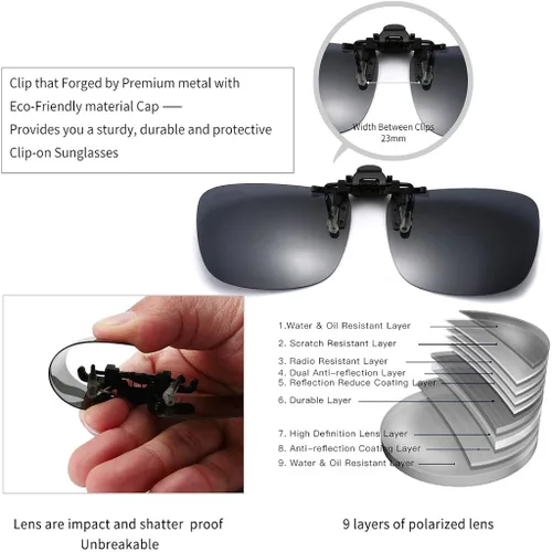 Vista 2 de Gafas de sol polarizadas con clip de metal abatible sin borde para gafas de prescripción