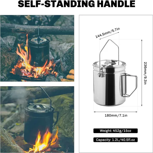 Vista 7 de Firemaple Antarcti Stainless Steel Pot - Food Grade SUS304 Camping Pot with Steaming Function - Lightweight and Durable for Outdoor Cooking