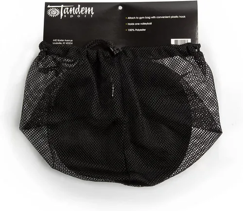 Vista 5 de Tandem Sport Bolsa individual de malla de voleibol - Soporte de pelota con clip para mochila o bolsa - Regalo para jugadores de voleibol - Negro
