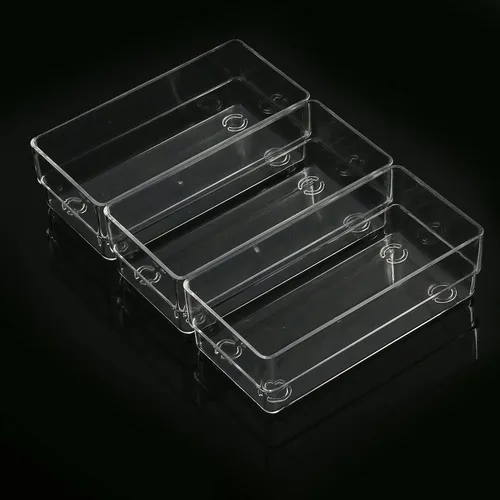 Vista 3 de LotFancy Organizadores de cajones transparentes, 6 x 3 x 2 pulgadas, juego de 3, bandejas organizadoras de cajones para escritorio, contenedores