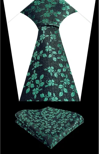 Vista 127 de Alizeal Mens 3.15inches Leaf Flower Pattern Tie with Floral Pocket Square Set