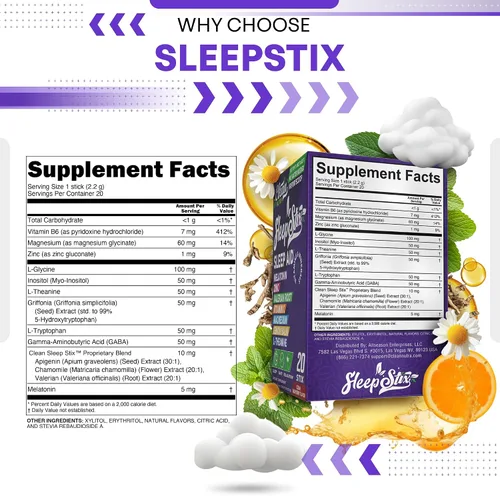 Vista 4 de Sleep Aid Melatonina Polvo triptófano glicina raíz de valeriana magnesio para el sueño bálsamo de limón L teanina glicinato de magnesio zinc ayuda