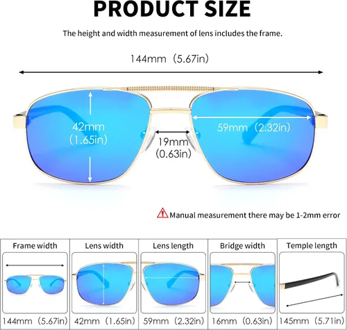 Vista 6 de JIM HALO Gafas de sol polarizadas de aviador para hombres y mujeres, gafas de sol clásicas militares para conducción, protección UV400