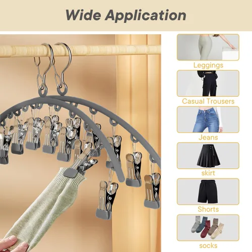 Vista 6 de Organizador de leggings para armario, paquete de 2 ganchos de núcleo de acero ArtHonor con clips con capacidad para 20 leggings, pantalones, jeans