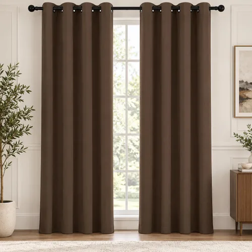 Vista 33 de Deconovo Cortinas 100% opacas de 84 pulgadas de largo para dormitorio con Gris ceniza