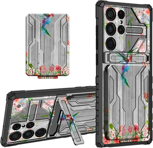Vista 38 de Funda protectora de TPU suave para Samsung Galaxy A03S con soporte para tarjeta de crédito y soporte de doble capa de policarbonato duro de TPU