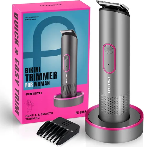 Vista 8 de PRITECH Recortadora de pelo Pubic para mujer, recortadora de bikini recargable para mujer, cabello púbico, uso húmedo y seco, afeitadora eléctrica
