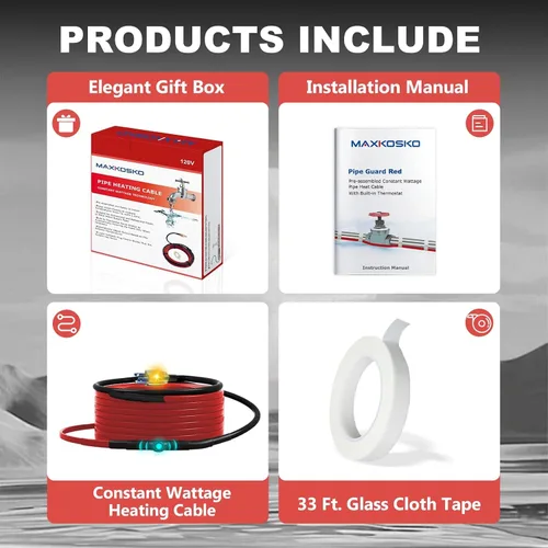 Vista 8 de MAXKOSKO Cable calefactor para tubería de 7 pies para protección contra congelamiento de tuberías de agua, cinta calefactora para tuberías