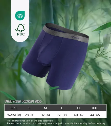 Vista 6 de Separatec - Calzoncillos tipo bóxer para hombres con bolsillo, de rayón de bambú que absorbe la humedad, ropa interior transpirable para hombres A1