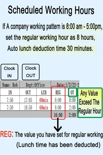 Vista 9 de KINGHOS Reloj de tiempo de huellas dactilares con software gratuito, calcula automáticamente horas extras y horas de trabajodeducir el tiempo
