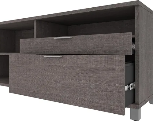 Vista 4 de Bestar Pro-Linea - Escritorio de oficina en forma de L, 72 W, color gris ladrido