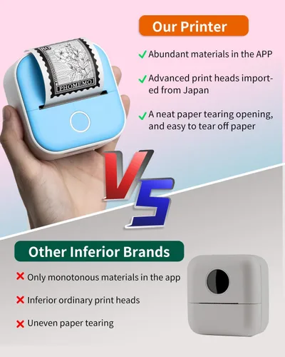 Vista 10 de Ponek Mini impresora de etiquetas adhesivas - Máquina para hacer pegatinas T02 con aplicación inteligente AI Print Pods Mini Printer for Students