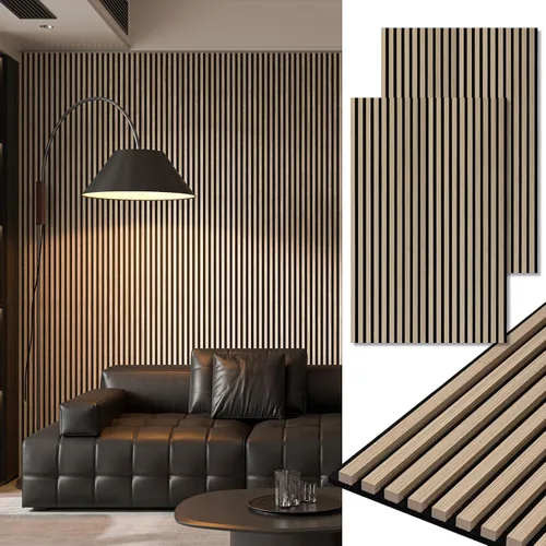 Vista 19 de Art3d Paquete de 2 paneles acústicos de madera de 48 x 24 pulgadas para pared, paneles de listones de madera insonorizados para pared y techo