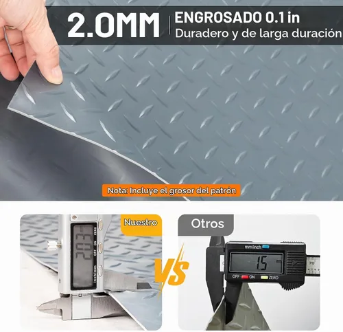 Vista 7 de TUFFIOM Tapete de garaje de 4 x 8 pies, placa de diamante grueso de PVC, rollo de suelo para debajo del automóvil, tapetes de estacionamiento
