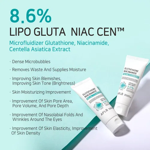 Vista 3 de APLB Limpiador facial de niacinamida glutatión LIPO GLUTA NIAC CEN 8.6% 2.71 FL.OZ/Cuidado de la piel coreano, Cuidados para apretar los poros