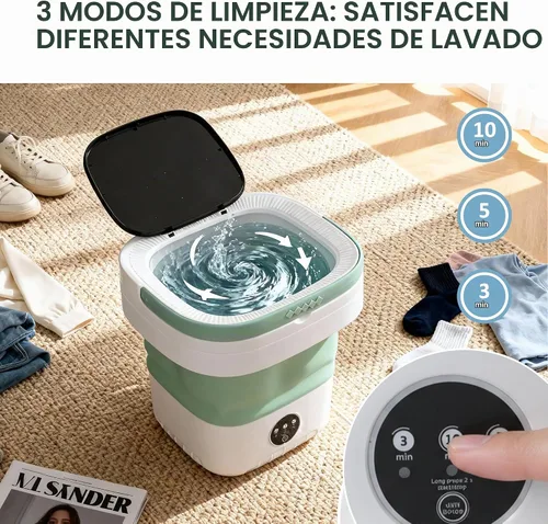 Vista 3 de Lavadora plegable portátil, mini lavadora de gran capacidad de 16 litros para ropa de bebé, ropa interior y lavandería de viaje, lavadora