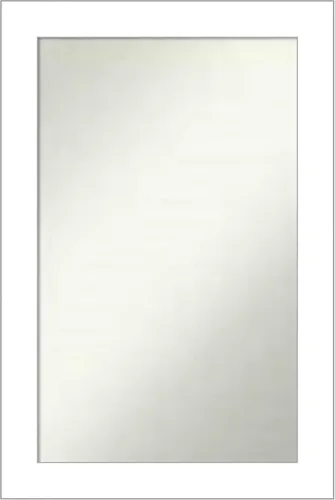 Vista 57 de Amanti Art Espejo de baño blanco para sobre el fregadero, 24 x 26 pulgadas, espejo rectangular blanco y blanco, marco de madera contemporáneo