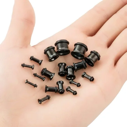 Vista 5 de KUBOOZ 9 pares de tapones para los oídos acampanados individuales de acero inoxidable para túneles, calibradores, piercings para estirar