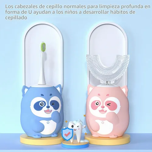 Vista 2 de Cepillo de dientes eléctrico sónico en forma de U para niños con Rosa bebé