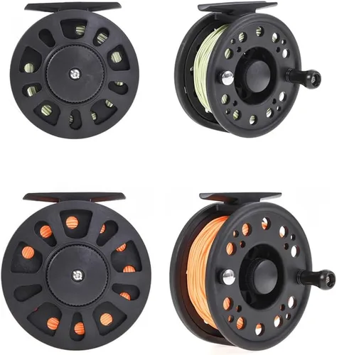 Vista 5 de Carrete de pesca con mosca, GLA 5/6WT carrete de pesca de plástico ABS con línea de pesca de nailon para agua dulce y salada, regalo de pescadores