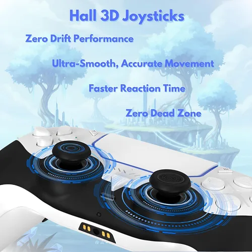 Vista 4 de GioMay Pro Wireless Controller Compatible with PS5 with Bluetooth 5.3, Hall 3D Joysticks, 6-Axis Motion Control, Programmable Back Buttons, Dual