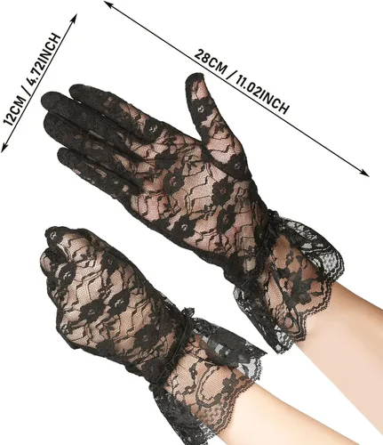 Vista 2 de ASTER Guantes de encaje para mujer, guantes de novia con bloqueo solar, para fiesta de noche, boda, fiesta de té, graduación, Halloween, cosplay