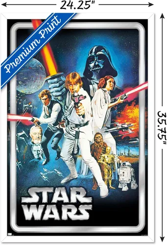 Vista 3 de Trends International Star Wars: A New Hope - Póster clásico de pared, 34 pulgadas de largo x 22.4 pulgadas, versión enmarcada en blanco