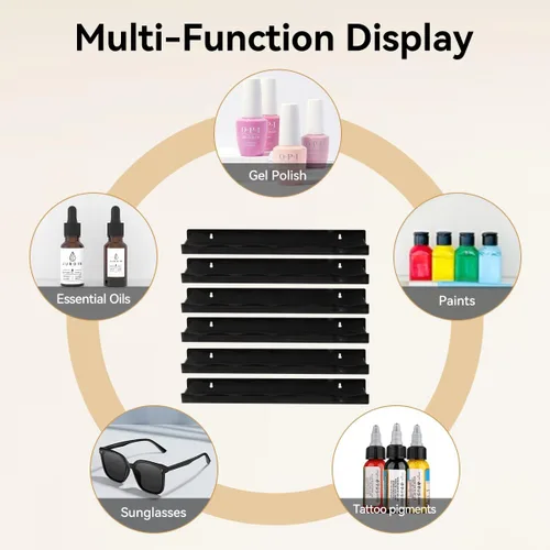 Vista 5 de BTremary - Estante para esmaltes de uñas de 15" montado en pared, acrílico, organizador y almacenamiento de pinturas en gel con tapas de extremo