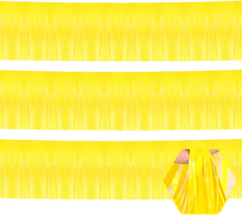 Vista 17 de Paquete de 3 guirnaldas largas de flecos metálicos de aluminio negro dorado para colgar en la pared, Día de la Madre, Pascua, flotadores de desfile