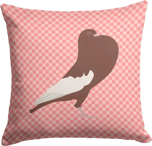 Vista 312 de Caroline's Treasures BB8163PW1414 Beltsville - Almohada decorativa de tela a cuadros pequeños, color blanco, pavo y gallina azul, lavable a máquina