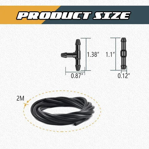 Vista 3 de deemars 4805742AB - Kit de limpiaparabrisas delantero, boquilla de lavado y manguera de líquido de 6.6 ft con conector, kit de manguera de lavado