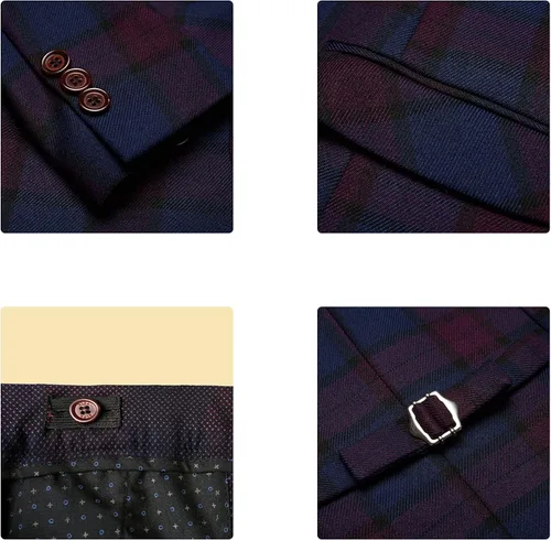 Vista 5 de ELPA ELPA Conjunto de trajes de cuadros ajustados para niños pequeños y grandes