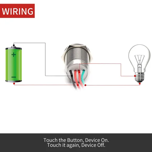 Vista 11 de APIELE Interruptor táctil continuo de 0.748 in con regulador de intensidad LED, interruptor de pestillo CC 6V a 24V LED azul blanco adecuado