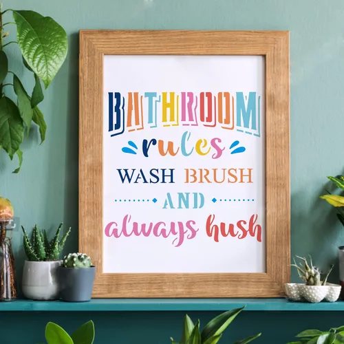 Vista 5 de FINGERINSPIRE 12 plantillas de lavandería de plástico para baño, reglas de dibujo, juegos de pintura, plantillas de palabras para lavandería