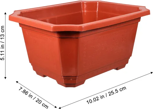 Vista 2 de ERINGOGO 10 macetas de entrenamiento para bonsái, 10 plantas bonsái, maceta rectangular de plástico con agujeros de drenaje, flor profunda grande