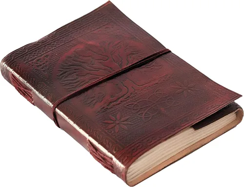 Vista 7 de Diario de cuero en relieve, cuaderno de árbol grande para escribir diario de cuero, diario de cuero hecho a mano (Gbag)