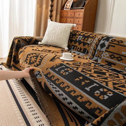 Vista 10 de ROOMLIFE Manta de sofá estilo azteca boho para sillones de 2/3 cojines, fundas de sofá lavables y antideslizantes aptas para mascotas, protector