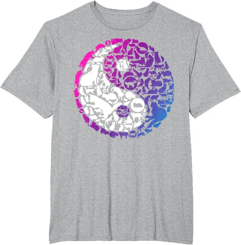 Vista 29 de Cute Kitty Cats and Zen Spirit Peace & Love Yin Yang - Camiseta de gato Negro
