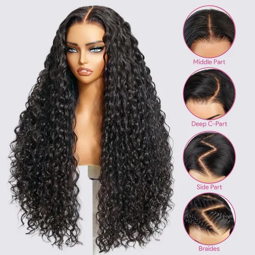Vista 2 de Juvid 100% Cabello Virgen Sin Procesar, Peluca de 200% de Densidad 13x6 HD Transparente, Cabello Humano Profundo Ondulado, Prearrancada con Cabello