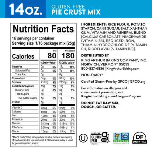 Vista 2 de King Arthur Harina sin gluten, mezcla para masa de tarta, el embalaje puede variar, 14 oz