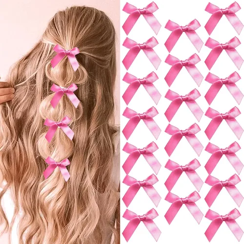 Vista 22 de 20 piezas de lazos negros para el cabello con cinta, clips tipo cocodrilo para el cabello, pasadores para el cabello para adolescentes, pinzas