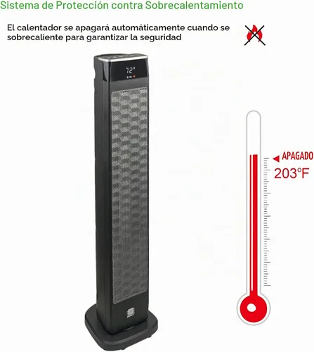 Vista 7 de Calefactor de cerámica oscilante digital de lujo de 30 pulgadas con termostato ajustable, control remoto y protección de seguridad