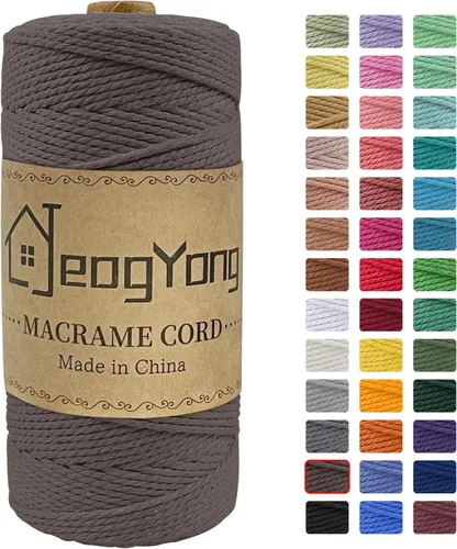 Vista 41 de JeogYong Cuerda de macramé de 0.078 pulgadas x 218 yardas, cuerda de algodón natural torcida de 3 hebras, cuerda de algodón de color para colgar