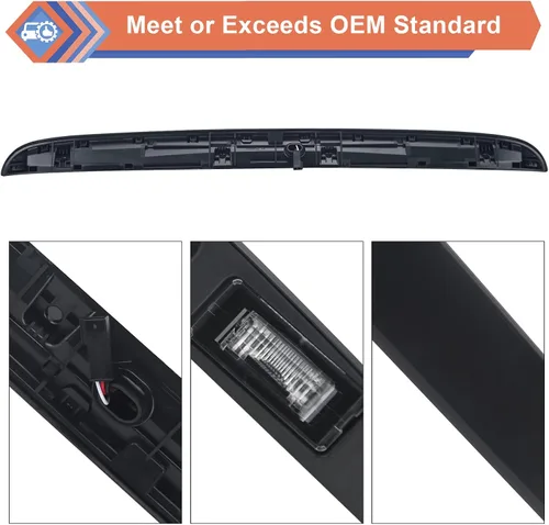 Vista 4 de Manija de portón trasero negro con lámpara, tapa de guarnición de portón trasero compatible con vehículos BMW Mini 2005-2015 Cooper series R56 R57