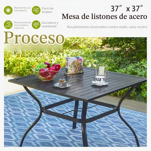 Vista 6 de Sophia & William Juego de comedor de patio para 4 con mesa de metal