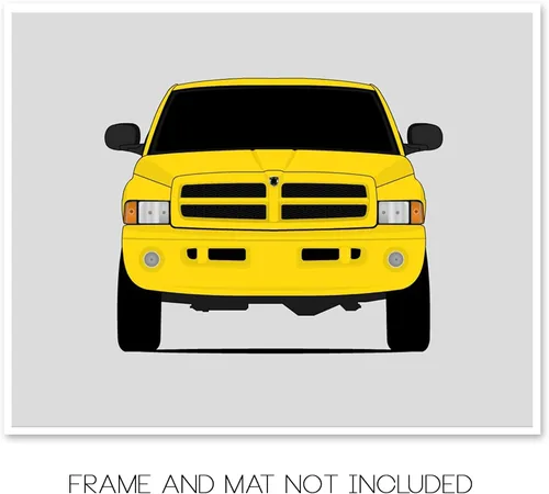 Vista 2 de Custom Car Posters Handmade Poster compatible with Dodge Ram 1500 (1998-2002) 2nd Generation Print Wall Art Décor - 24x36 Metallic Print (Unframed)