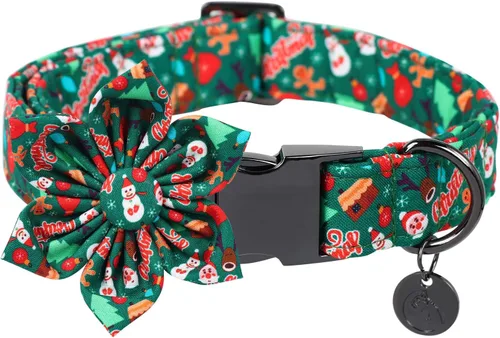Vista 22 de DOGWONG - Collar de Acción de Gracias con Bellota y Flor para Perro, Collar de Perro de Pavo Otoñal, Collar de Calabaza de Algodón Suave y Duradero