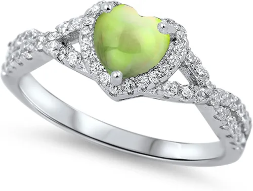Vista 29 de Elige tu color. Anillo de compromiso de plata fina con diseño de corazón y halo Claro