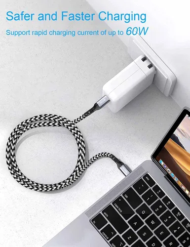 Vista 5 de Cable USB-C a USB-C de 60 W [2 unidades de 6.6 pies], cable de carga rápida Grtoeud tipo C para Apple MacBook Air de 13 pulgadas, iMac, iPad